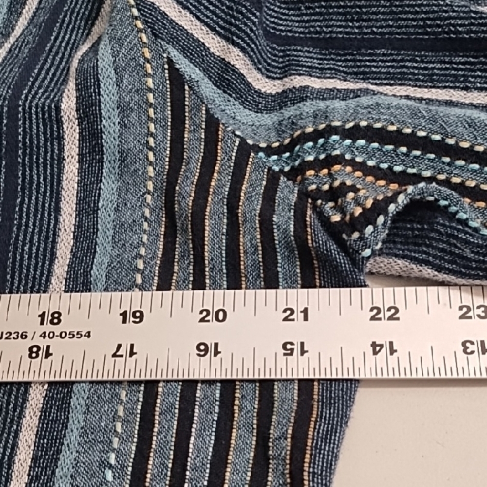 Cool Textured Cotton Loose Flowy Bohemian Shirt 3/4 Bell Sleeves Denims BFF - Picture 5 of 9